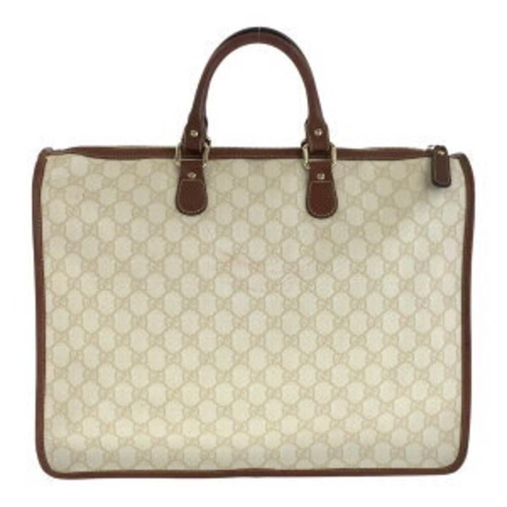 Gucci Plus Leather White Brown Briefcase Ivory GG